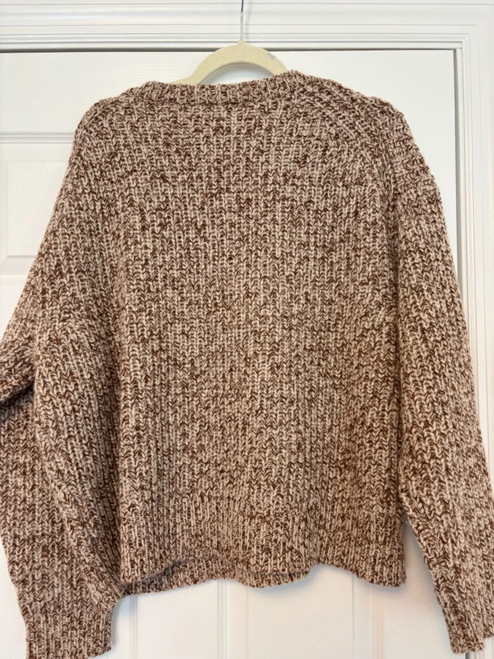 J.Crew 100% Cashmere Marled Fisherman Crewneck Sweater Men’s Small Oatmeal Brown